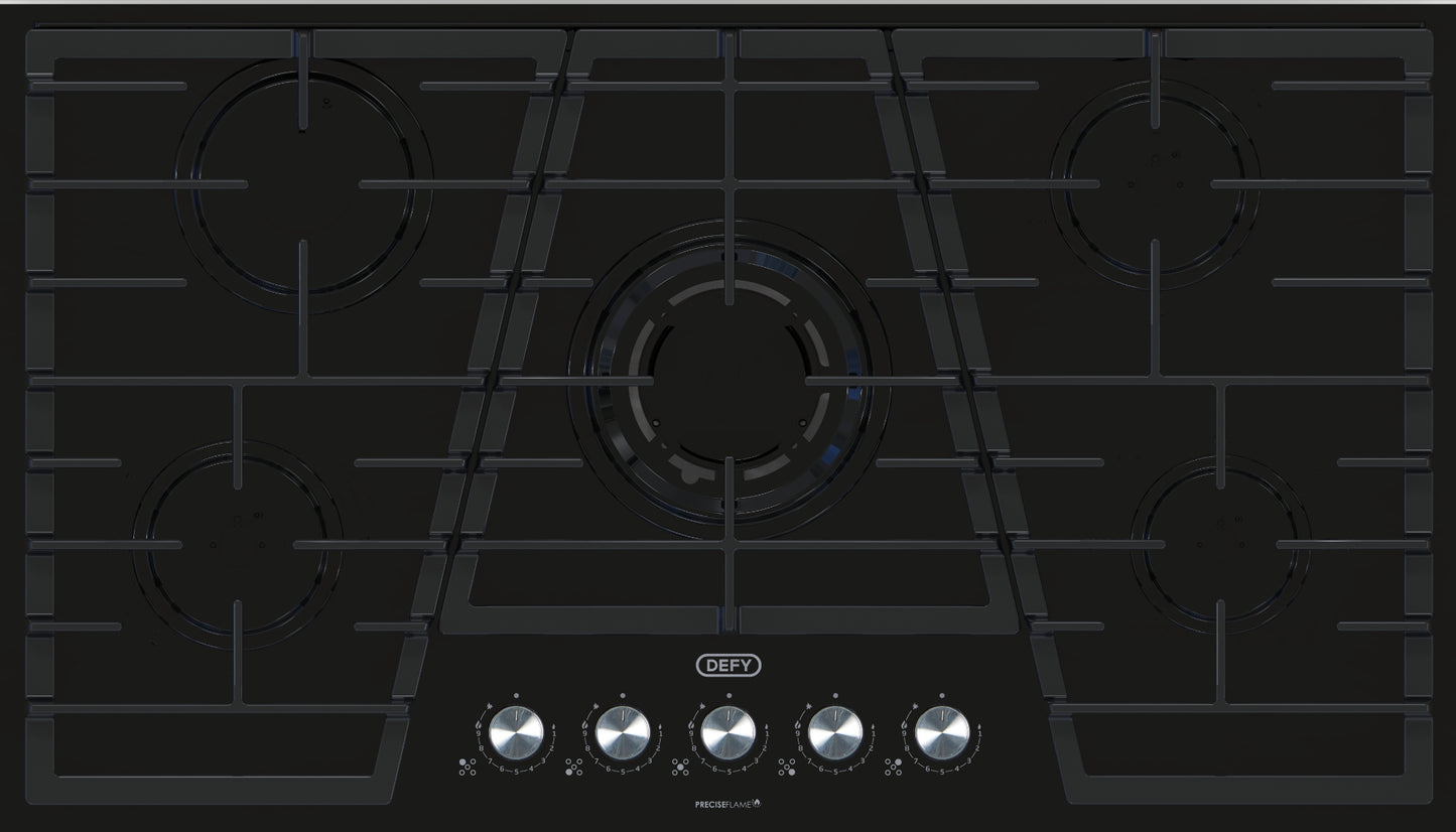 Defy 90cm 5Burner Gas On Glass Hob - DHG931