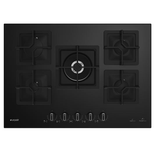 Grundig 75cm 5 Burner Black Gas Hob – OCDK752DWKS