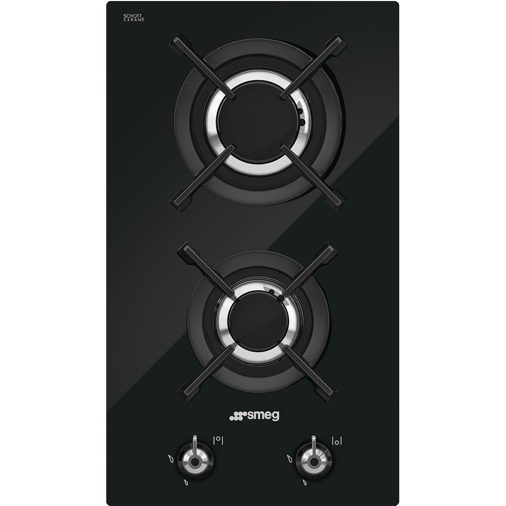 Smeg 30cm Black Glass Domino Gas Hob – PV332CNSA