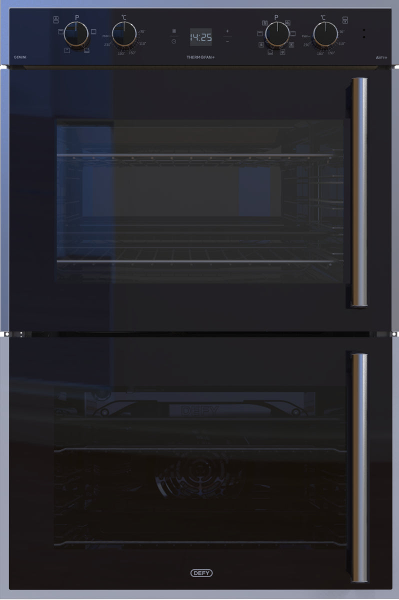 Defy Gemini Thermofan+ Double Oven Black -DBO767