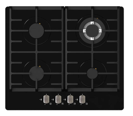 Falco 60cm Black Glass Gas Hob - FAL-BGH-60