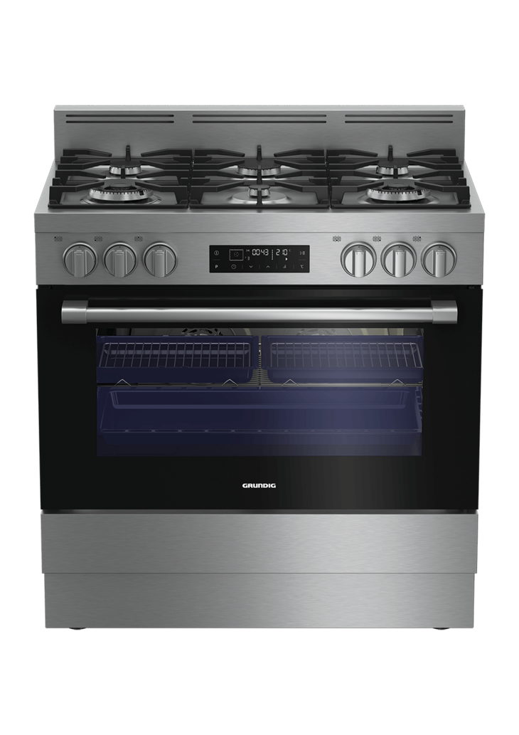 Grundig 90cm Black Connoisseur Gas Range Cooker