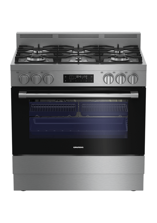 Grundig 90cm Black Connoisseur Gas Range Cooker