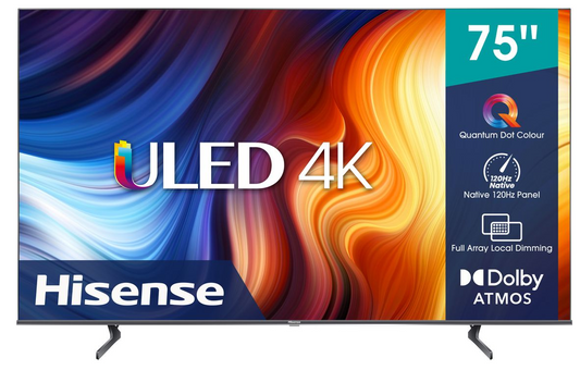 Hisense 75" U7H 4K Smart ULED TV with Quantum Dot & HDR10+ 120Hz